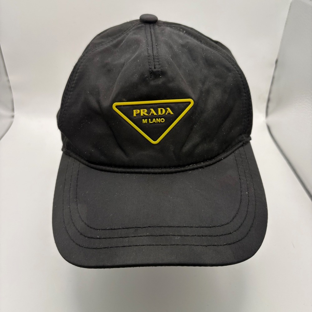 PRADA Milano Black Nylon Triangle Logo Baseball‎ Cap
